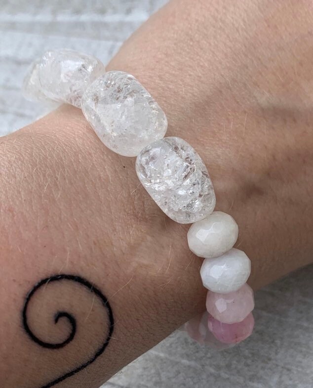 Cracked clear quartz bracelet Etsy