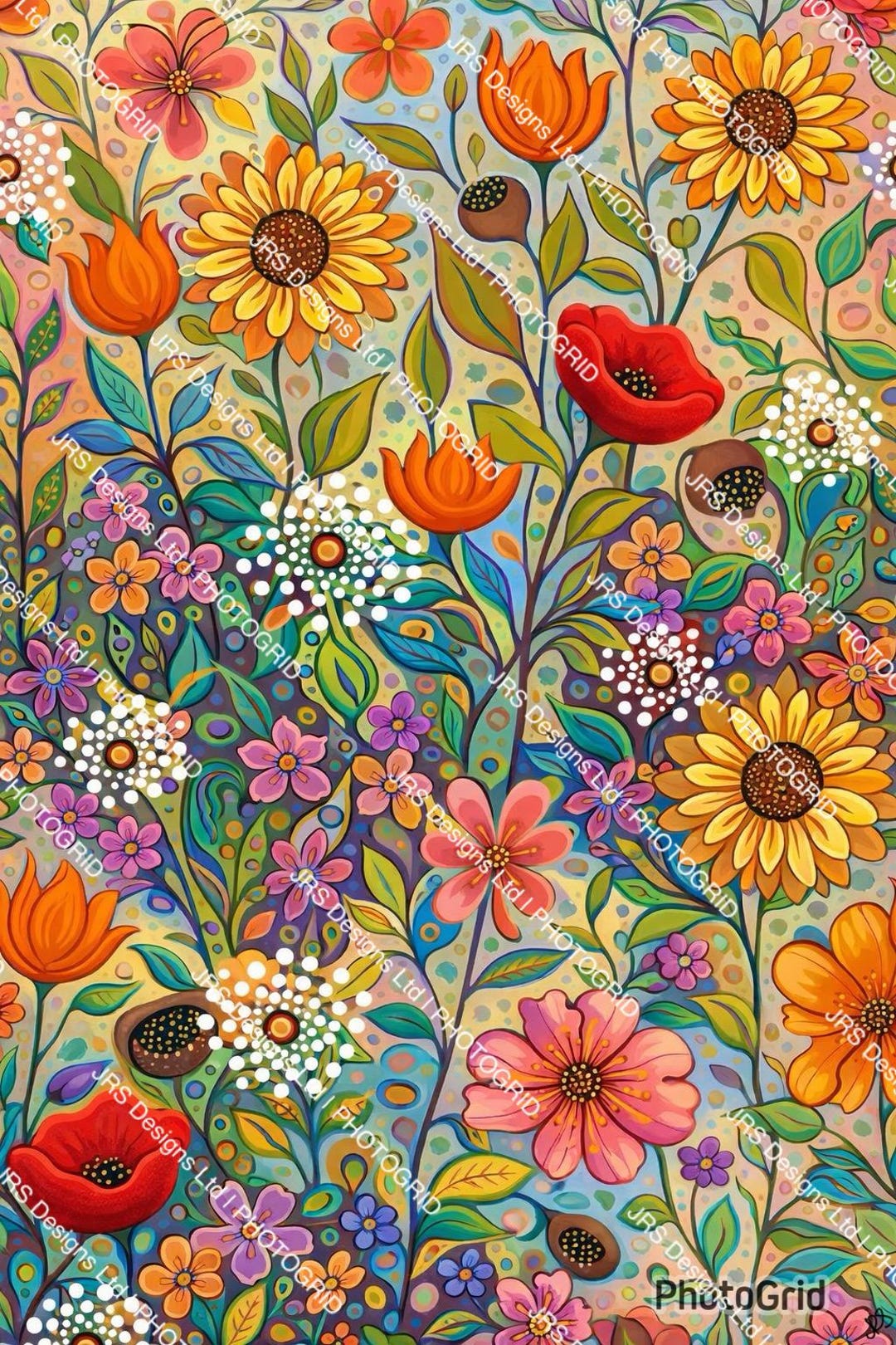 Wild Flower Fields Seamless Pattern Digital Download File - Etsy
