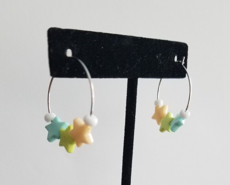 Fairy Kei Star Hoop Earrings