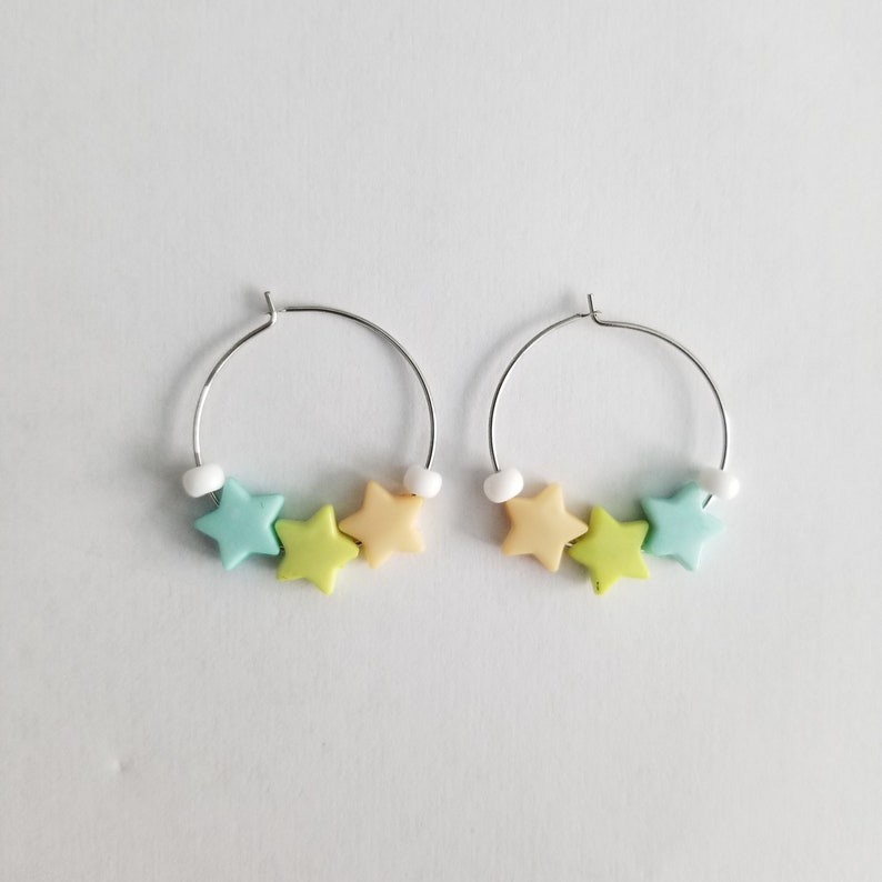 Fairy Kei Star Hoop Earrings
