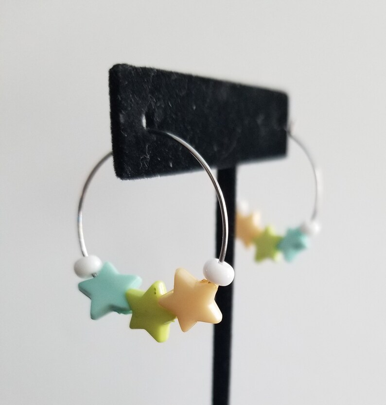 Fairy Kei Star Hoop Earrings