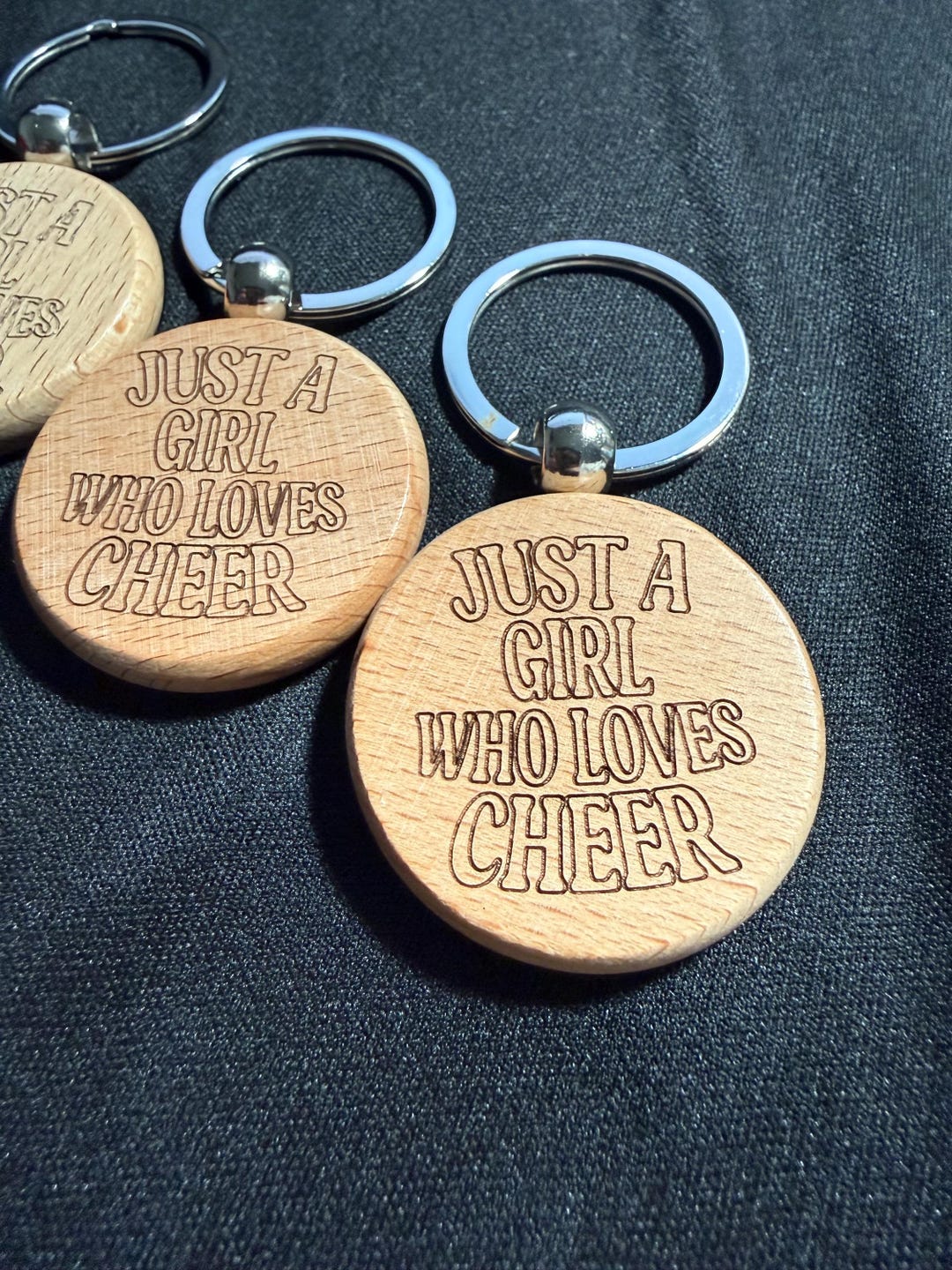 Cheerleader Wooden Keychain – “just a Girl Who Loves Cheer” – Laser ...