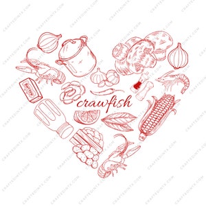 Digital Files ONLY - Crawfish Heart Collage -  PNG Download