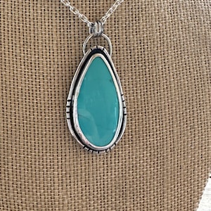 Türkis und Sterling Silber Anhänger Halskette. Handgefertigt. 18-Zoll-Sterling Silber Kette.