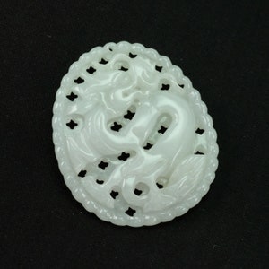 Hollow Carving Dragon Handmade Burma Jadeite Jade Pendant