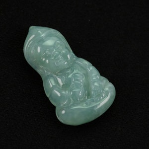 Baby Buddha Rich Green Myanmar Natural Jadeite Jade Pendant