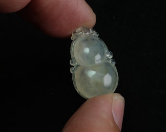 Top Icy Fluorescent Gourd Natural Jadeite Jade Pendant