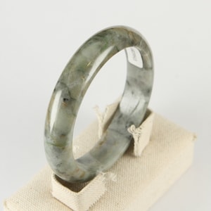 Certified 57mm Burma Jadeite Jade Untreated Greyish Green Bangle Bracelet