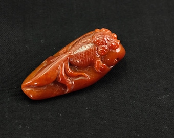 Goldfish Red Burma Natural Jadeite Jade Pendant
