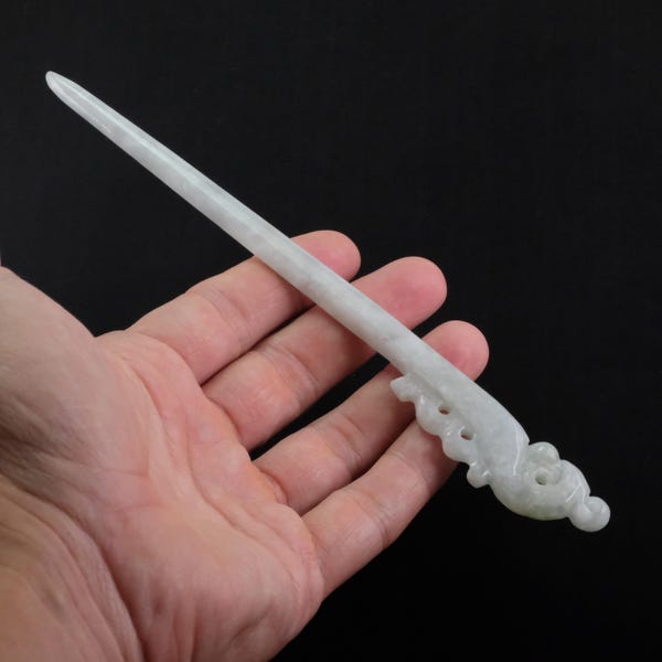 フェニックス アイシーグリーン ハンドメイド 天然ジェダイト 翡翠 ヘアピン ヘアピン