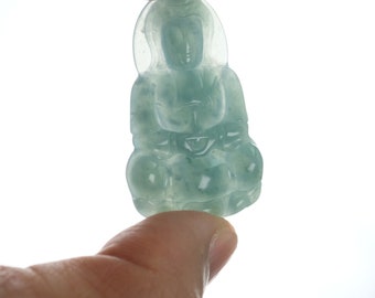 Snowflake Guanyin Natural Burma Jadeite Jade Pendant