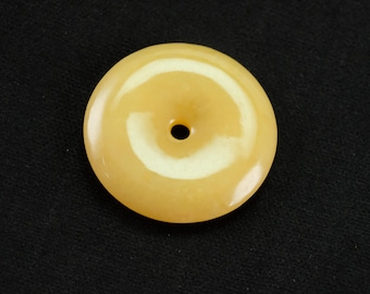 Icy Yellow Peaceful Donut 28mm Burma Natural Jadeite Jade Pendant