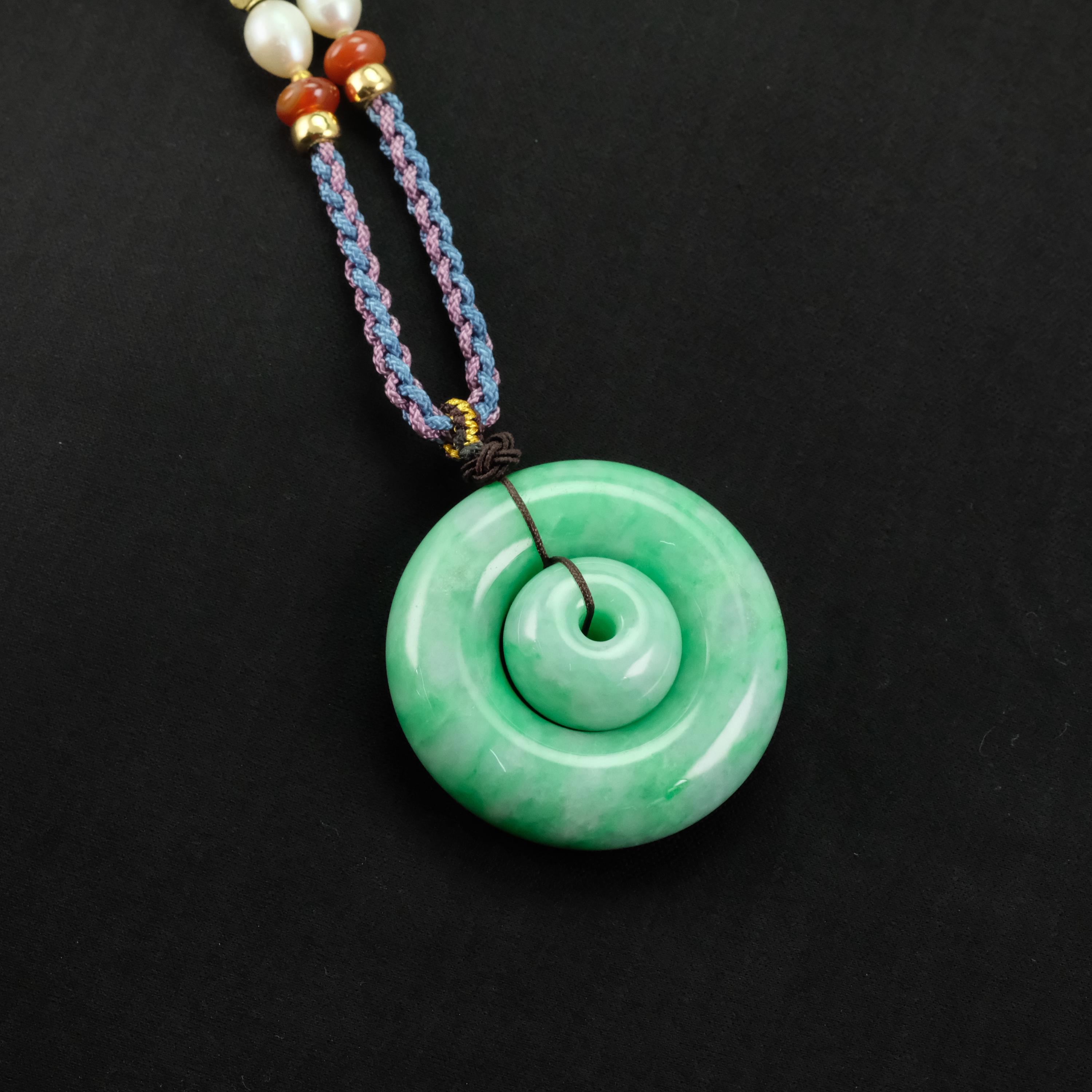 Ciondolo Piccolo A Ciambella Fei Cui In Giada Giadeite Naturale Di Tipo A, Verde Chiaro Ghiacciato, Da 17,8 Mm - Italia - Foto 11