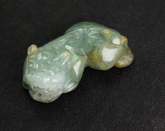 Pixiu Glossy Yellowish Green Burma Natural Jadeite Jade Pendant