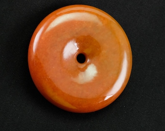 53mm Large Peaceful Donut Pixiu Red Burma Natural Jadeite Jade Pendant