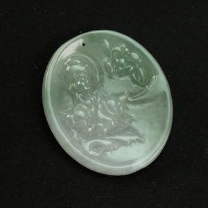 Certified Oval Baby Buddha Badge Natural Burma Jadeite Jade Pendant
