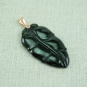 Dark Imperial Leaf Handmade Natural Jadeite Jade Pendant