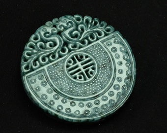 Unique Lucky Carving Burma Natural Jadeite Jade Pendant