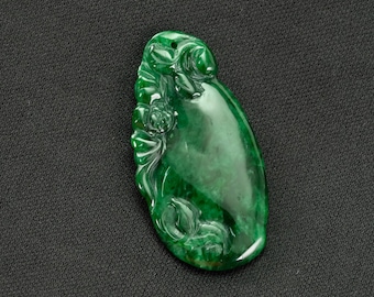 Imperial Green Burma Natural Jadeite Jade Lucky Peach Pendant