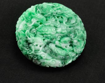 Imperial Green 9 Dragon Burma Natural Jadeite Jade Pendant