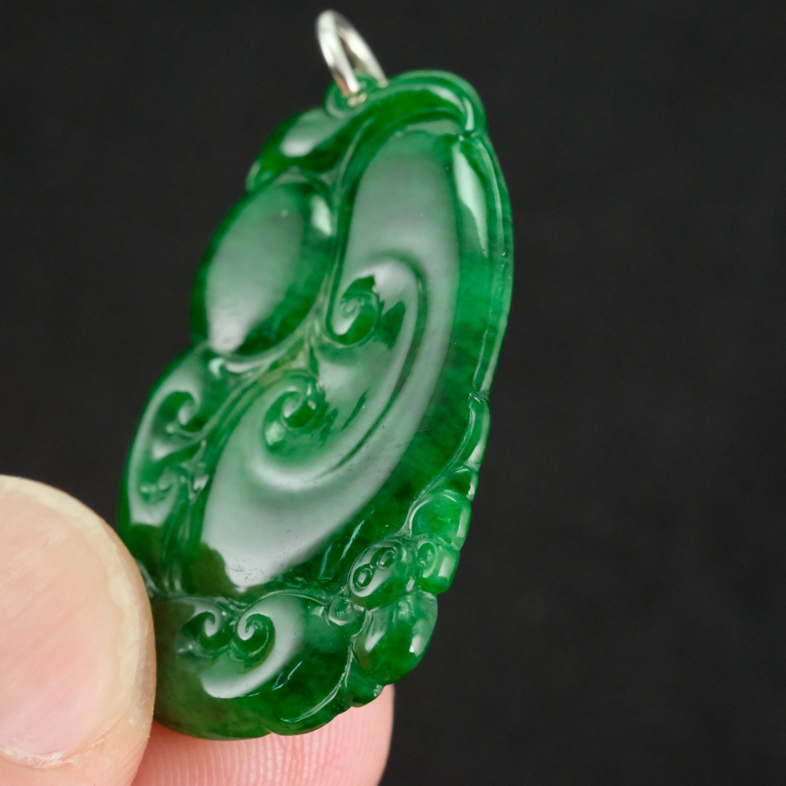 Ciondolo Giada Giadeite Verde Ghiacciato 100% Naturale
