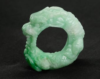 Dragon Apple Green Jade Burma Jadeite Ring Size 10 Fei Cui
