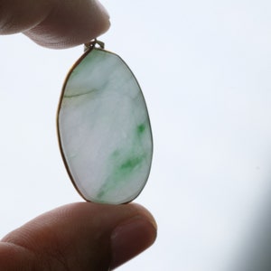 Antique Oval Burma Natural Jadeite Jade Pendant