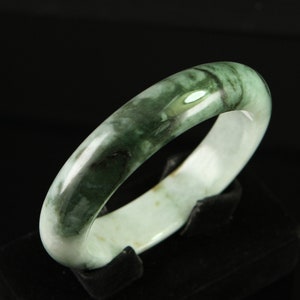 Certified Fancy Green White 58mm Burmese Grade A Jadeite Jade Bangle Bracelet