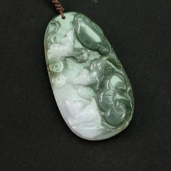 Lucky 3 Mouse Ruyi 2 Color Burma Jadeite Jade Pendant
