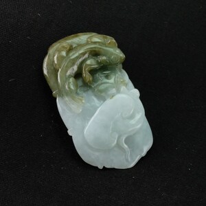 Grass Dragon 2 Color Burma Natural Jadeite Jade Pendant