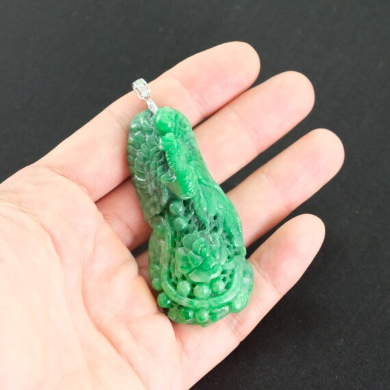 貴重 古玩 天然 翡翠 ペンダントトップ ジェイダイト 仏様 手彫り