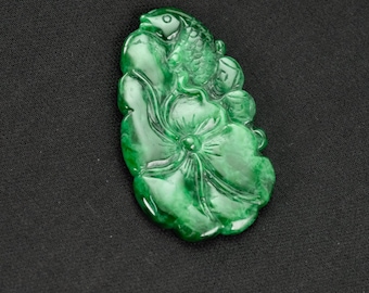 Jumping Fish Imperial Green Burma Natural Jadeite Jade Pendant