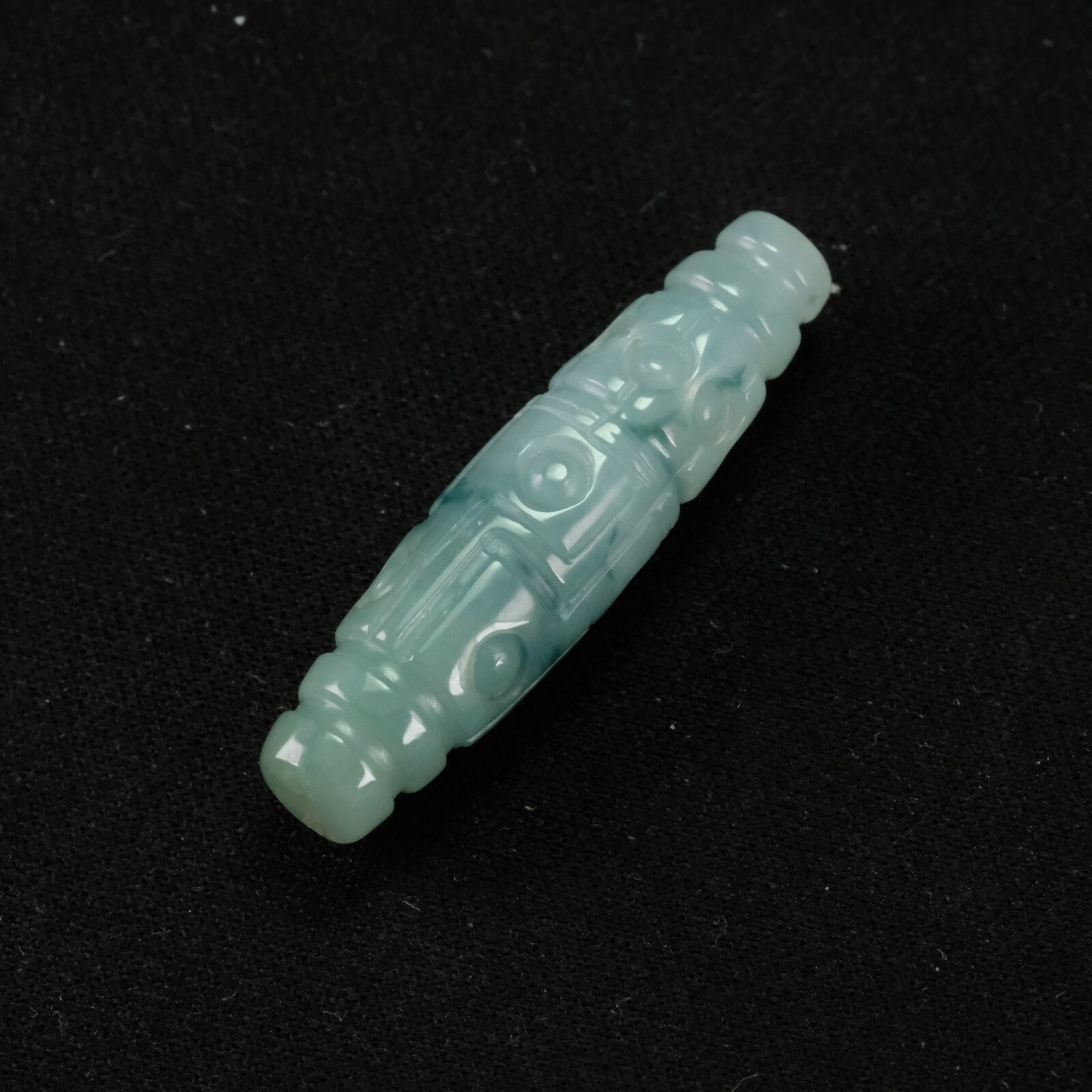 Tibet GZI Lucky Beads Bluish Green Burma Natural Jadeite Jade Pendant
