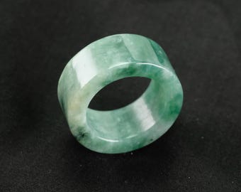 Straight Band Imperial Jade Fei Cui Burma Jadeite Ring Size 13