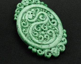Dragon Badge Natural Burma Jadeite Jade Pendant