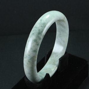 Certified 58mm Glossy Green Natural Grade A Burmese Jadeite Jade Bangle Bracelet