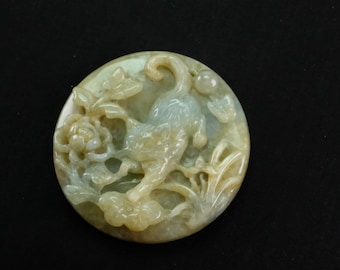 Playful Cat Burma Natural Jadeite Jade Pendant