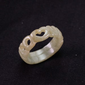 LOVE Letter Anillo Tamaño 9 Birmania Natural Jadeíta Jade