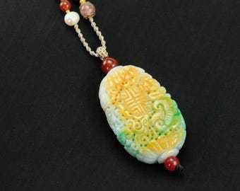 Icy Imperial Green Round Burma Natural Jadeite Jade Pendant