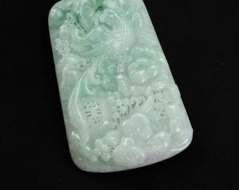 Phoenix Icy Green Burma Natural Jadeite Jade Pendant