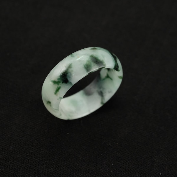 Imperial Snowflake Ring Size 9 Myanmar Natural Jadeite Jade