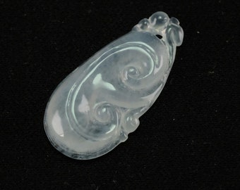 Top Icy White Ruyi Burma Natural Jadeite Jade Pendant