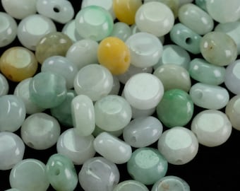 Random Pick 10 pieces 7mm Flat Circle Loose Beads Green Genuine Burma Jadeite Jade