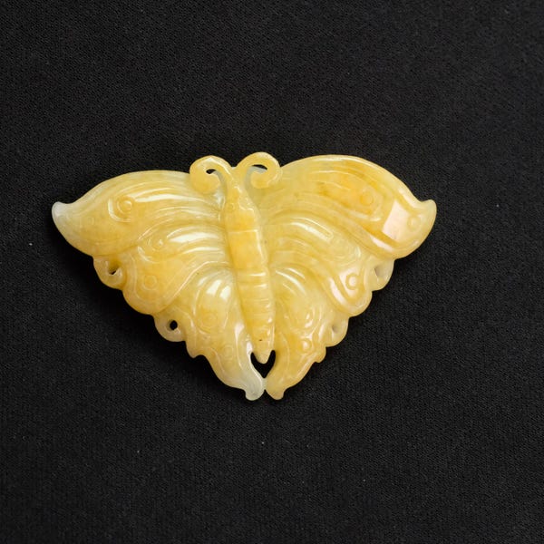 バタフライトップ アイシーイエロー ハンドメイド 天然ジェダイト 翡翠ペンダント