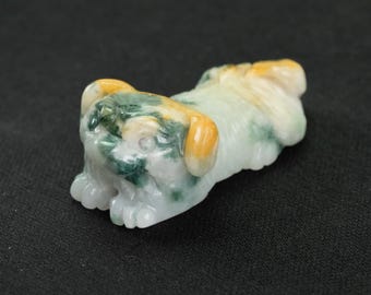 Pekingese Dog Multi Color Burma Natural Jadeite Jade Pendant