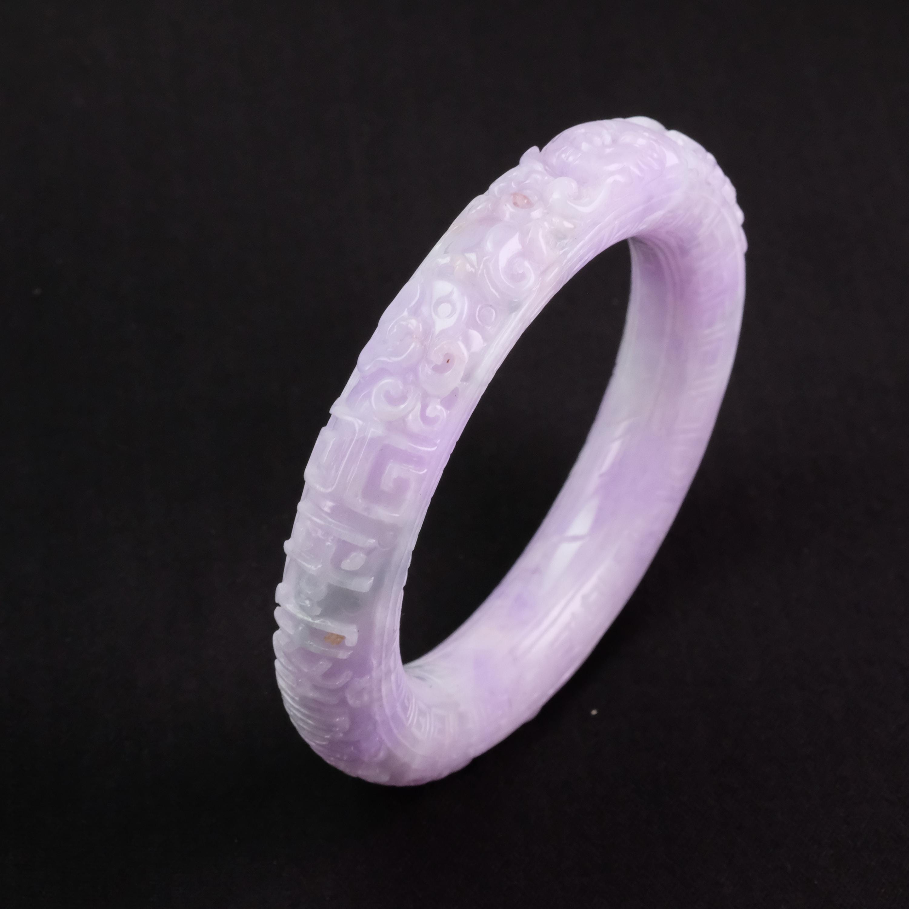 58 mm ラベンダーパープル オールラウンド彫刻インペリアルビルマ翡翠