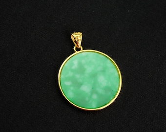 Icy Imperial Green Round Burma Natural Jadeite Jade Pendant