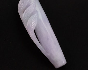 Long Icy Lavender Plant Myanmar Natural Jadeite Jade Pendant