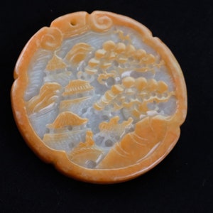 Top 2 Color Red Green Landscape Luxury Natural Jadeite Jade Pendant