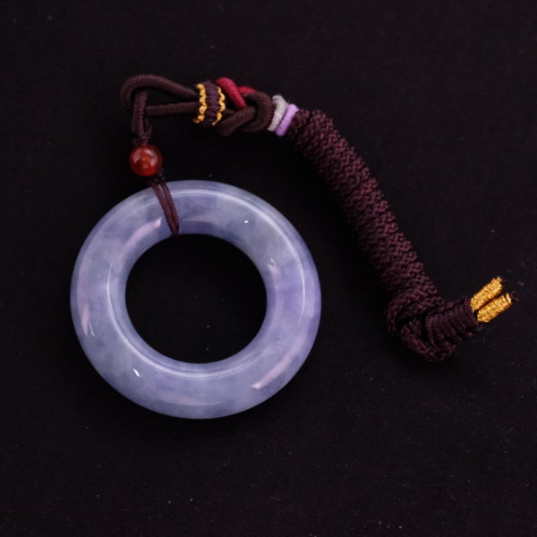 Vivid Lavender Purple Eternal Ring Natural Jadeite Jade Necklace Pendant